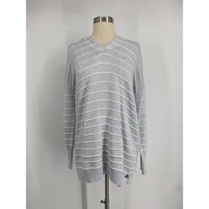 Tahari Striped Hooded Long Sleeve Sweatshirt